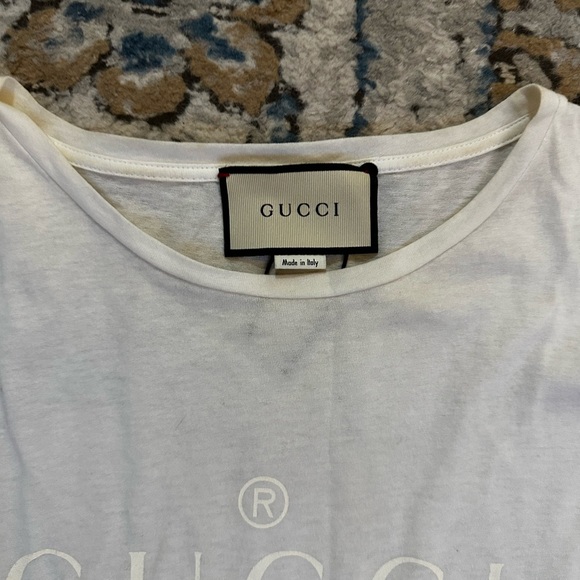 Gucci Tops Gucci T Shirt White On White Font Mens Poshmark